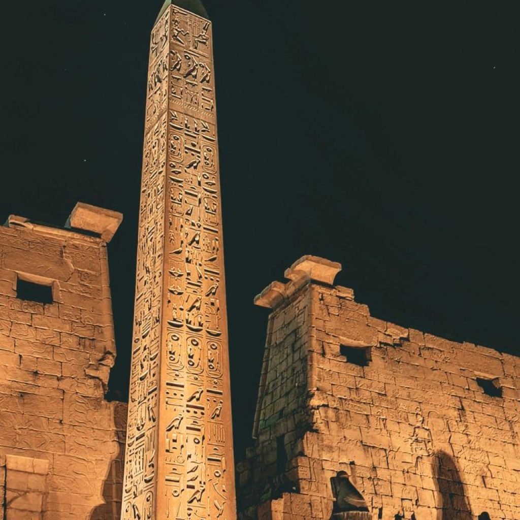 Luxor Temple Obelisk at Night